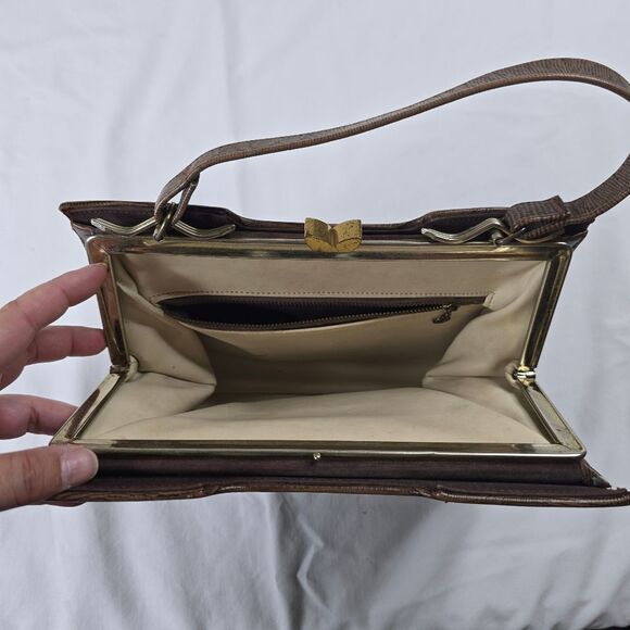 Vintage brown lizard skin purse 10x7 - Picture 5 of 6
